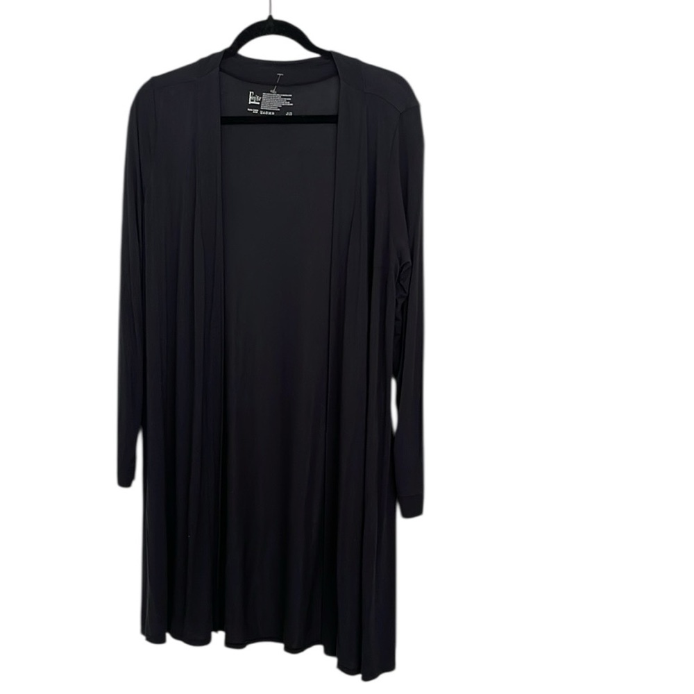 NWOT Felina Women’s black stretchy jersey open robe made in Thailand